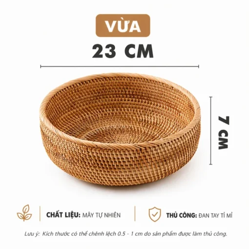 Rổ Mây Tròn Đan Kín Đựng Trái Cây - ảnh thực tế 6
