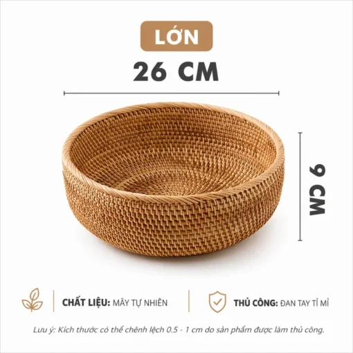Rổ Mây Tròn Đan Kín Đựng Trái Cây - ảnh thực tế 7