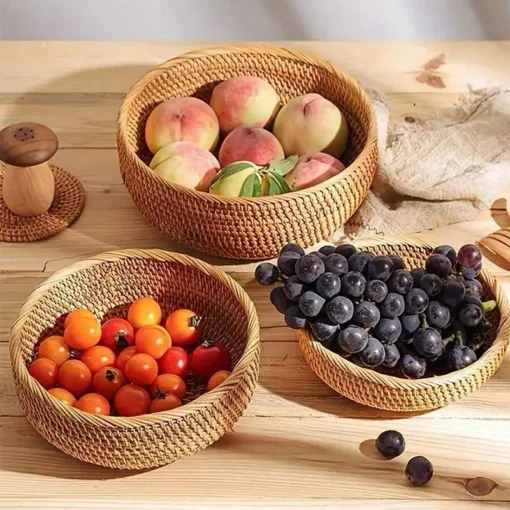 Rổ Mây Tròn Đan Kín Đựng Trái Cây - ảnh thực tế 8