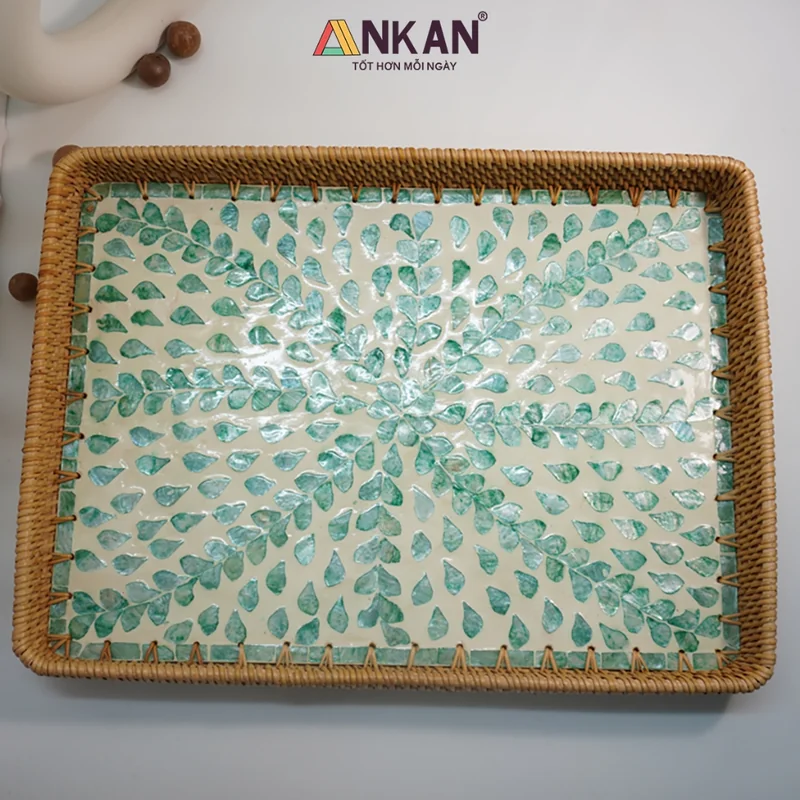 Khay Mây Khảm Trai Chữ Nhật 56cm 4 Khay Mây Khảm Trai Chữ Nhật 56cm - ảnh thực tế 3