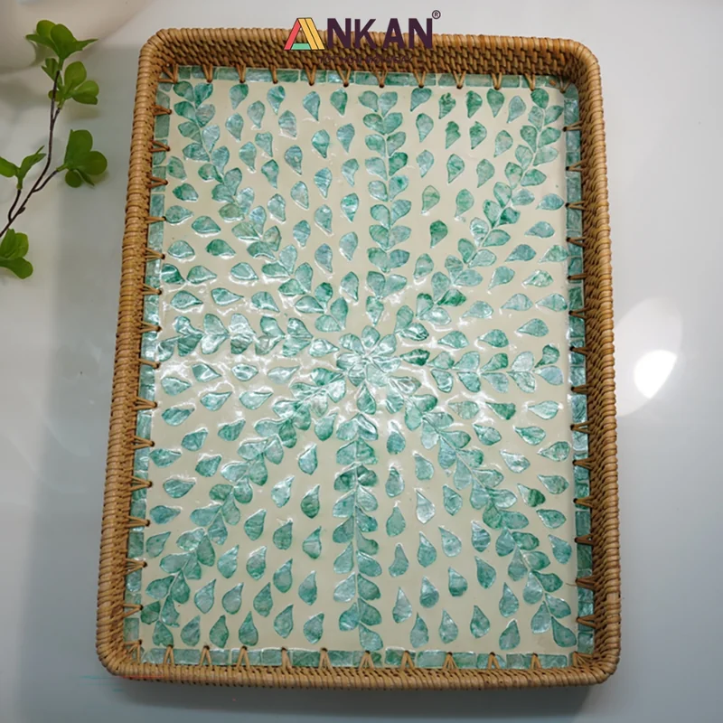 Khay Mây Khảm Trai Chữ Nhật 56cm 18 Ưu điểm Khay Mây Khảm Trai Chữ Nhật 56cm