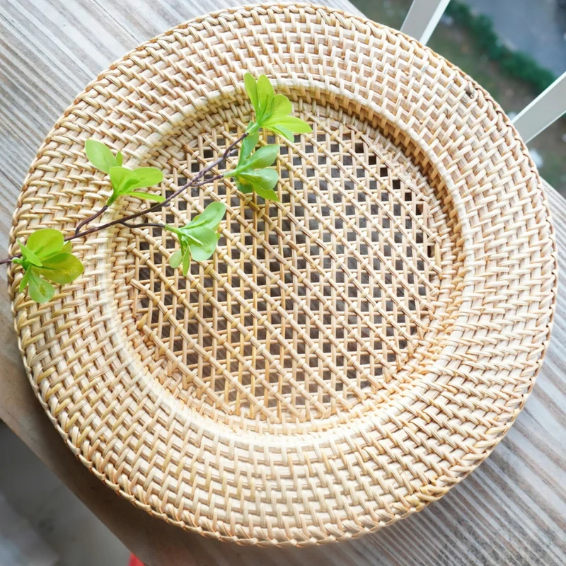 Dĩa Mây Tự Nhiên Đan Thưa 33cm 2 Dĩa Mây Tự Nhiên Đan Thưa 33cm - ảnh thực tế 1