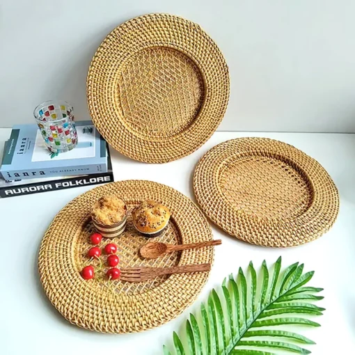 Dĩa Mây Tự Nhiên Đan Thưa 33cm 12 Dĩa Mây Tự Nhiên Đan Thưa 33cm - ảnh thực tế 3