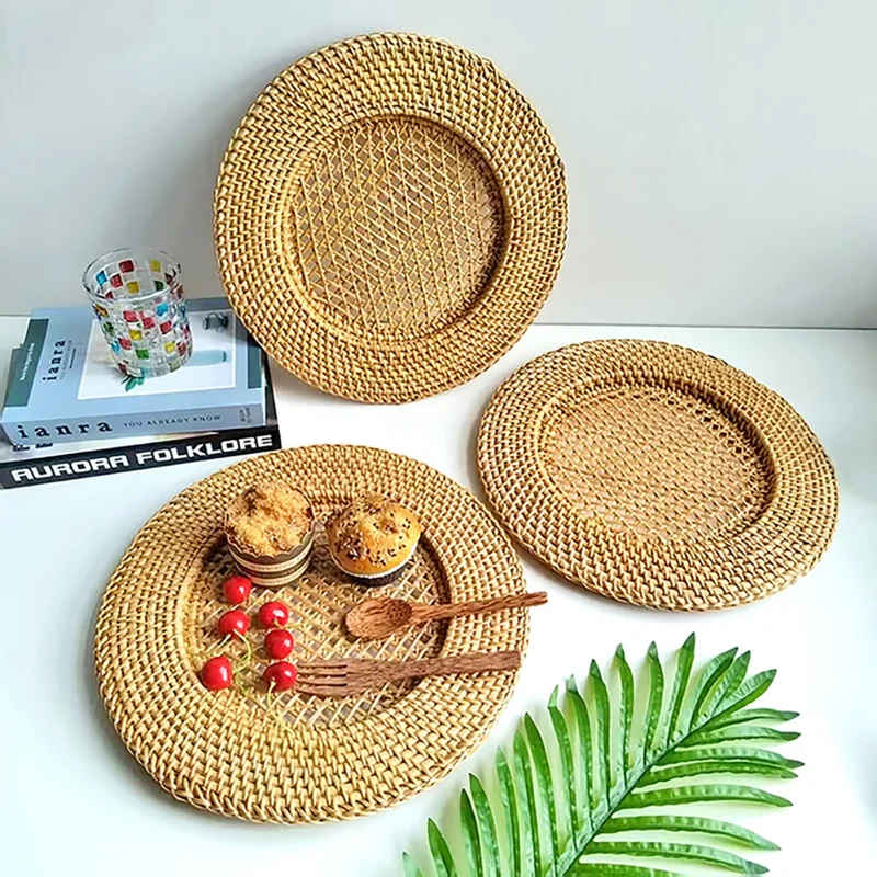 Dĩa Mây Tự Nhiên Đan Thưa 33cm 4 Dĩa Mây Tự Nhiên Đan Thưa 33cm - ảnh thực tế 3