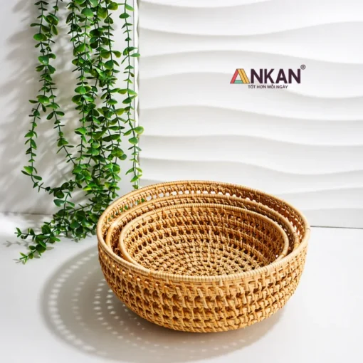 Bộ 3 Rổ Mây Đan Thưa Tự Nhiên - ảnh thực tế 7