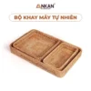 Bộ 3 Khay Mây Vuông Và Chữ Nhật nền trắng, logo ANKAN