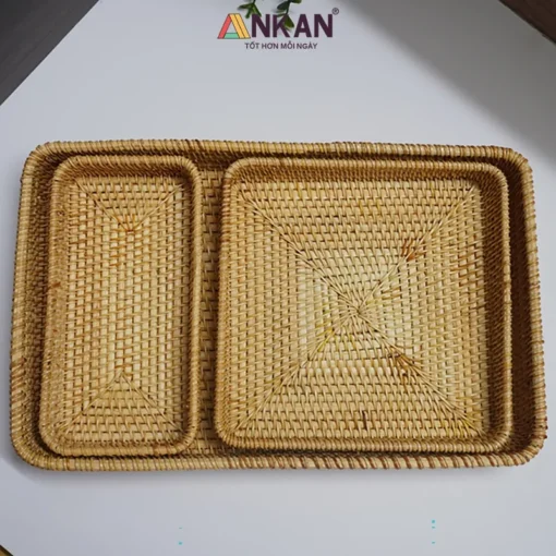Bộ 3 Khay Mây Vuông Và Chữ Nhật 10 Bộ 3 Khay Mây Vuông Và Chữ Nhật - ảnh thực tế 1