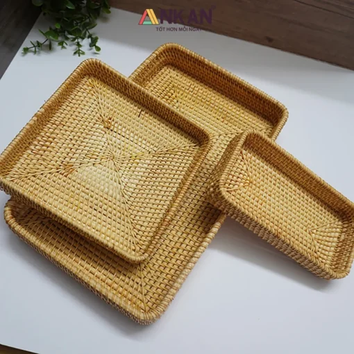 Bộ 3 Khay Mây Vuông Và Chữ Nhật 12 Bộ 3 Khay Mây Vuông Và Chữ Nhật - ảnh thực tế 3