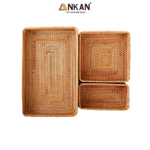 Bộ 3 Khay Mây Vuông Và Chữ Nhật 13 Bộ 3 Khay Mây Vuông Và Chữ Nhật - ảnh thực tế 4