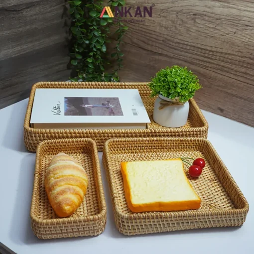 Bộ 3 Khay Mây Vuông Và Chữ Nhật 15 Bộ 3 Khay Mây Vuông Và Chữ Nhật - ảnh thực tế 6