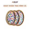 Bộ 3 Khay Khảm Trai Cá Cầu Vồng nền trắng, logo ANKAN