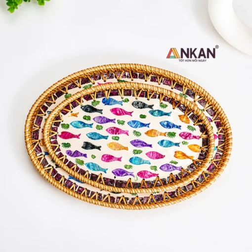 Bộ 3 Khay Khảm Trai Cá Cầu Vồng - ảnh thực tế 5