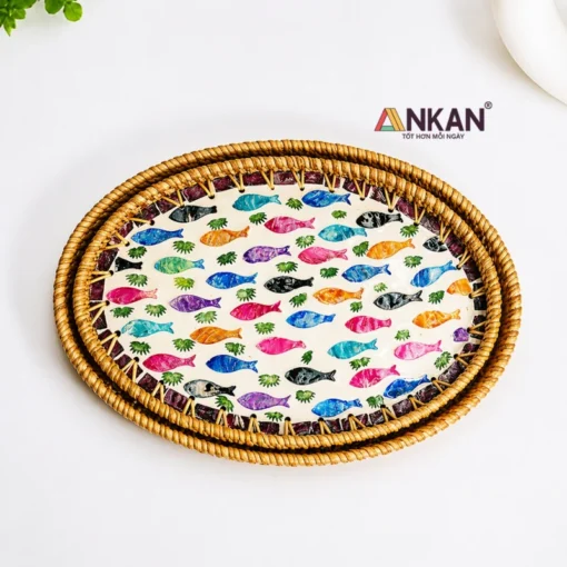 Bộ 3 Khay Khảm Trai Cá Cầu Vồng - ảnh thực tế 7