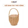 Giỏ Liễu Picnic Có Nắp Và Vải Lót nền trắng, logo ANKAN