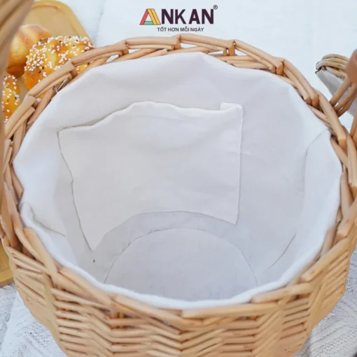 Giỏ Liễu Picnic Có Nắp Và Vải Lót - ảnh thực tế 2