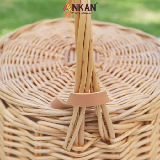 Giỏ Liễu Picnic Có Nắp Và Vải Lót - ảnh thực tế 4