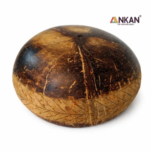 Bát Gáo Dừa Khắc Lá Cọ Kèm Muỗng ANKAN - ảnh thực tế 3