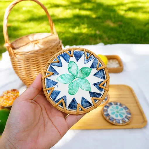 Lót Ly Mây Khảm Trai ANKAN 10cm - ảnh thực tế 5