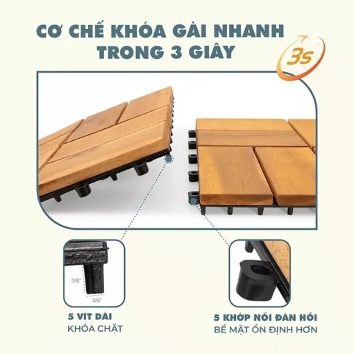 Vỉ Gỗ 8 Nan Thẳng Vàng 30×30cm - ảnh thực tế 6