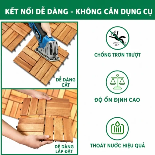 Vỉ Gỗ 12 Nan Vàng 30×30cm - ảnh thực tế 1